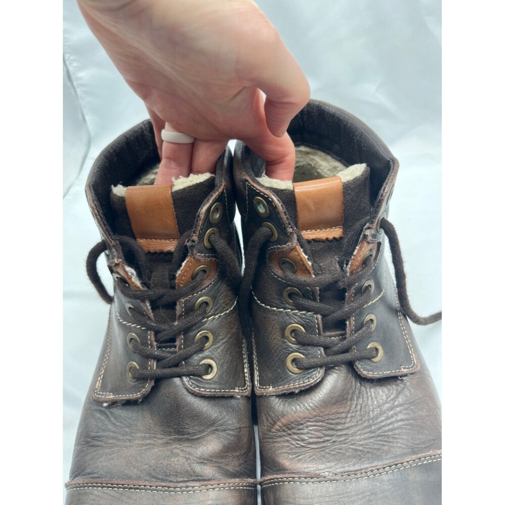 Brown Leather J. Koda Hugh Lace Up Men's Boots - Picture 5 of 10